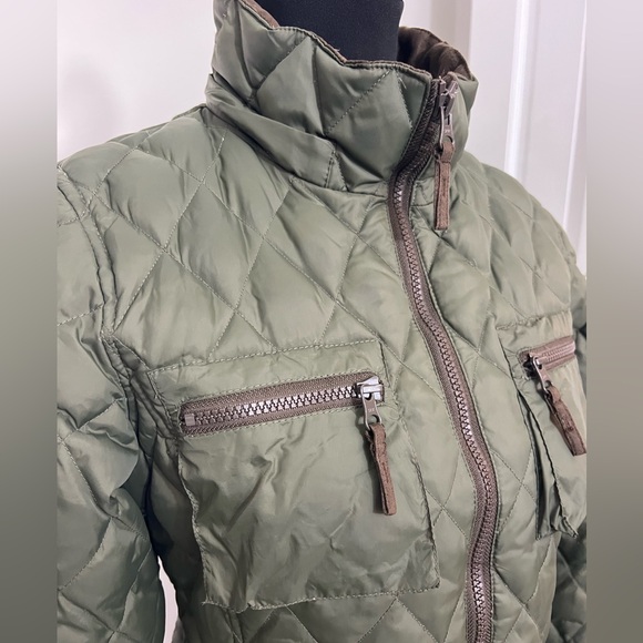 Goode Rider Olive Green Quilted Goose Down Jacket Size S - Picture 7 of 10